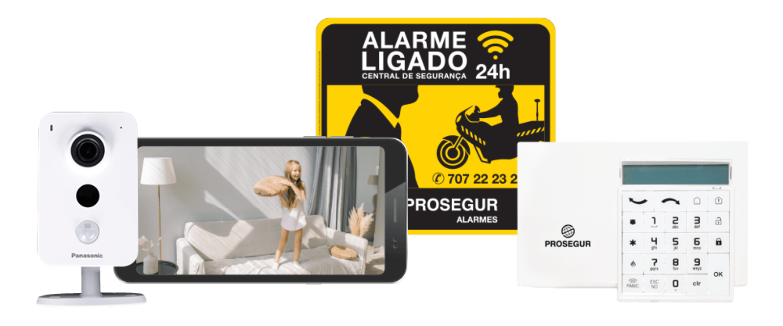 kit prosegur alarmes, video telemóvel placa e teclado